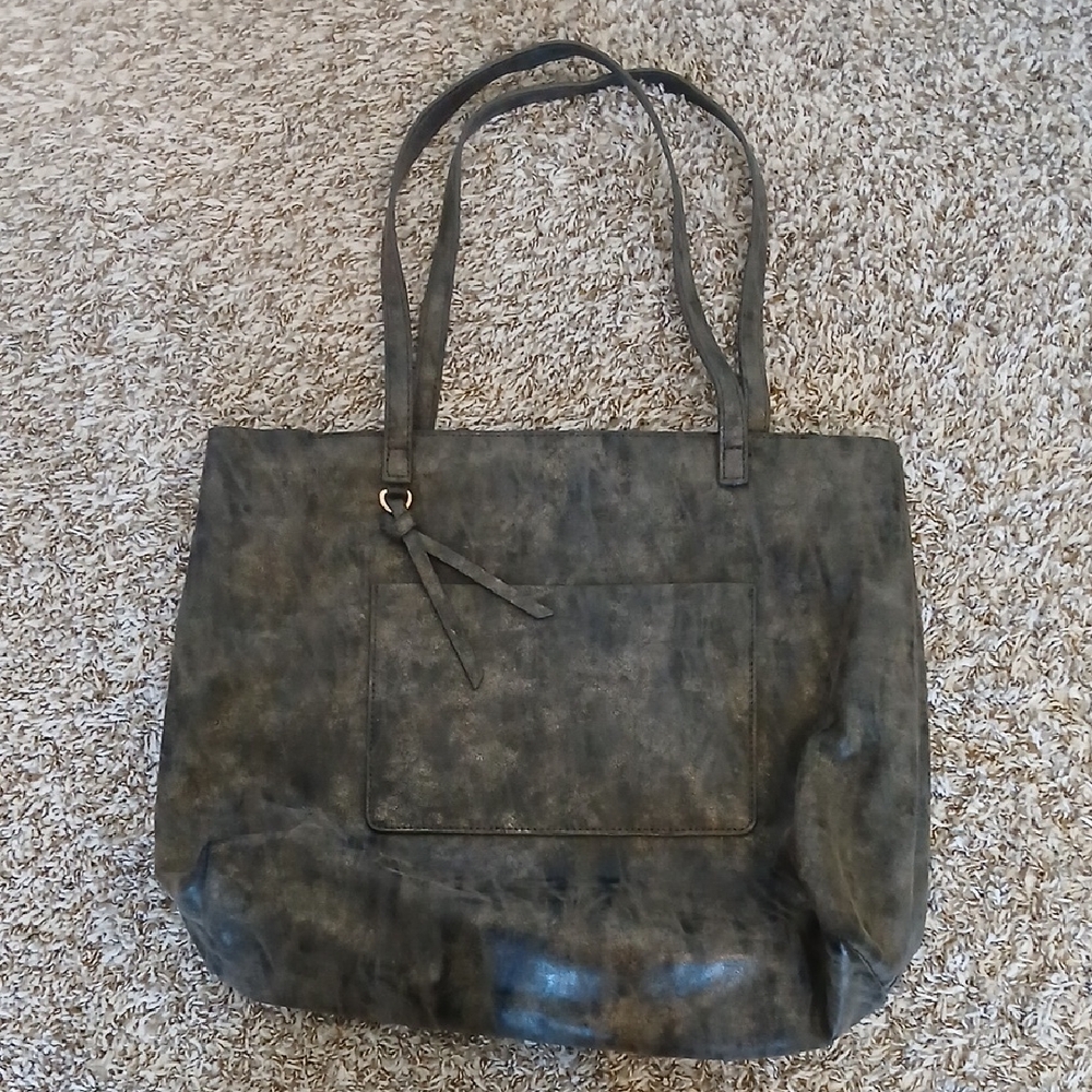 Street Level Metalic Vegan Women’s Tote Bag - Everyday Shoulder Handbag